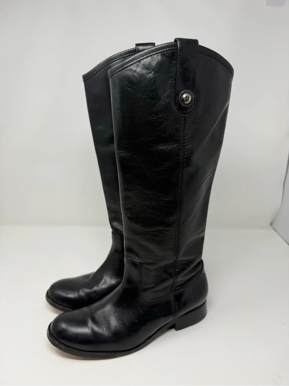 Frye Black Leather Over-The-Knee Riding Boots